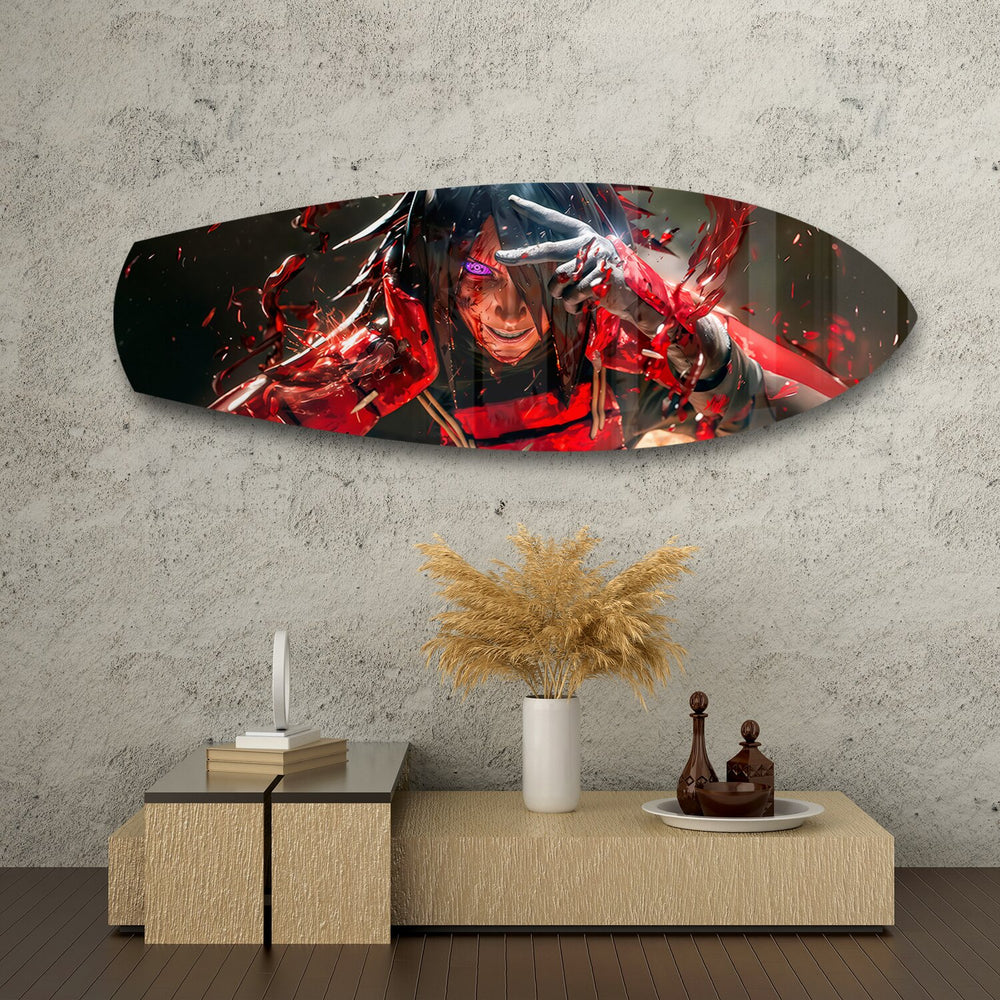 Anime Ninja Crimson Power Glass Wall Art.