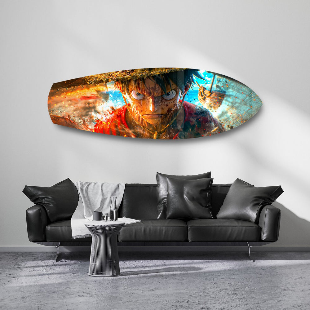 Straw Hat Pirate Captain Anime Glass Wall Art.