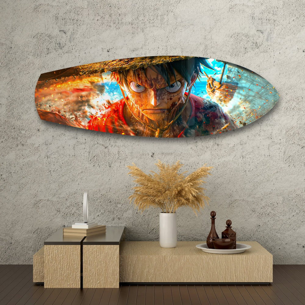 Straw Hat Pirate Captain Anime Glass Wall Art.