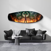 Anime Warrior Green Dragon Fire Glass Wall Art.