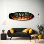 Anime Warrior Green Dragon Fire Glass Wall Art.