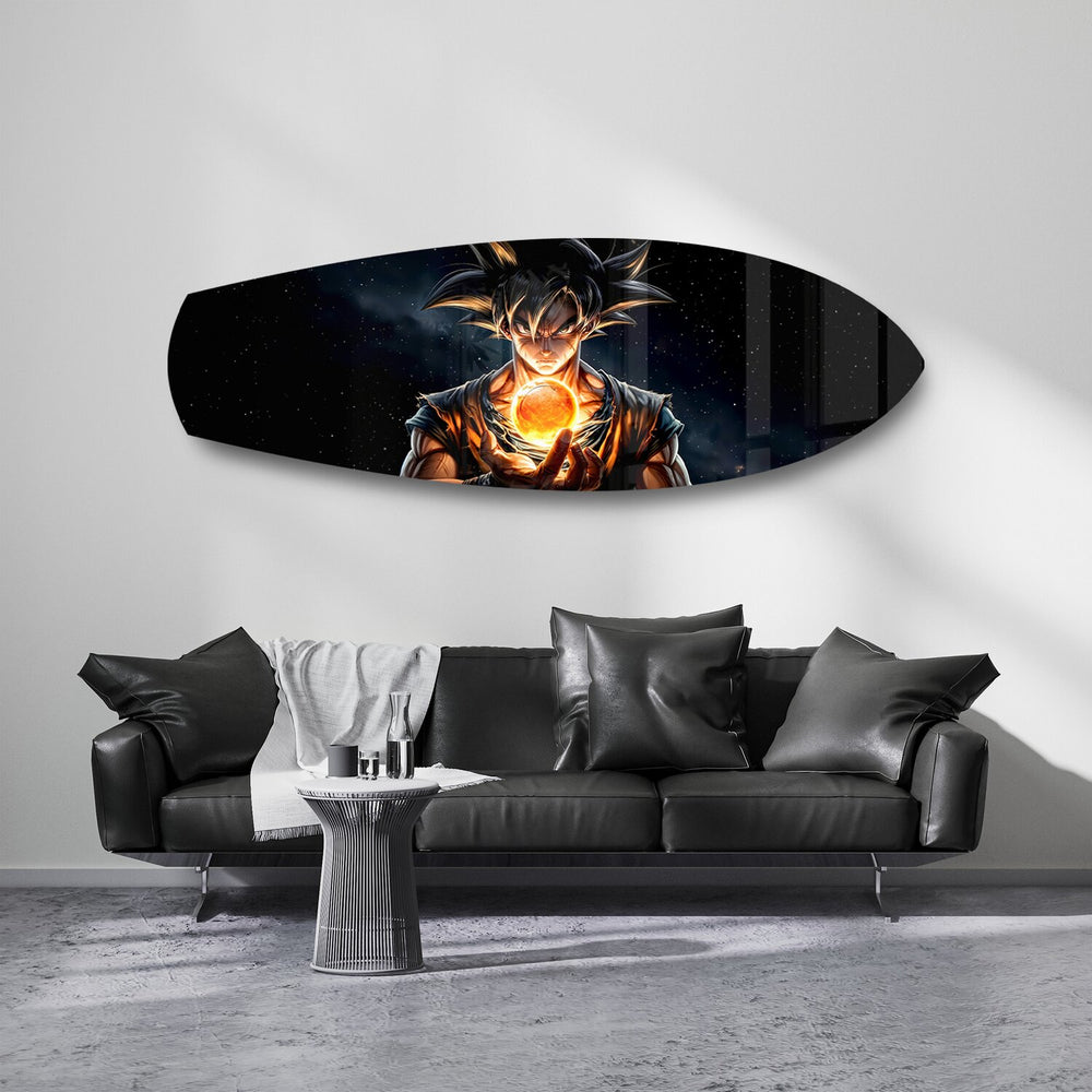 Anime Saiyan Glowing Sphere Glass Wall Art.