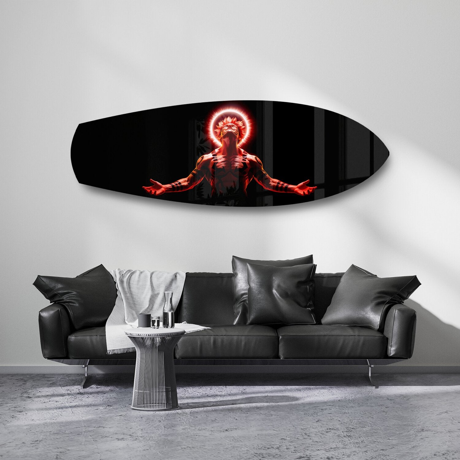Anime Demon King Red Halo Glass Wall Art.