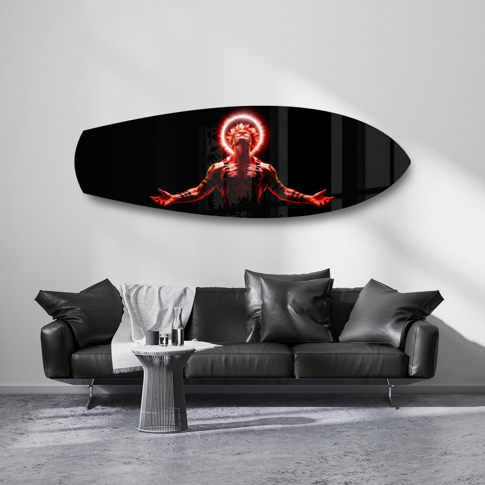 Anime Demon King Red Halo Glass Wall Art.