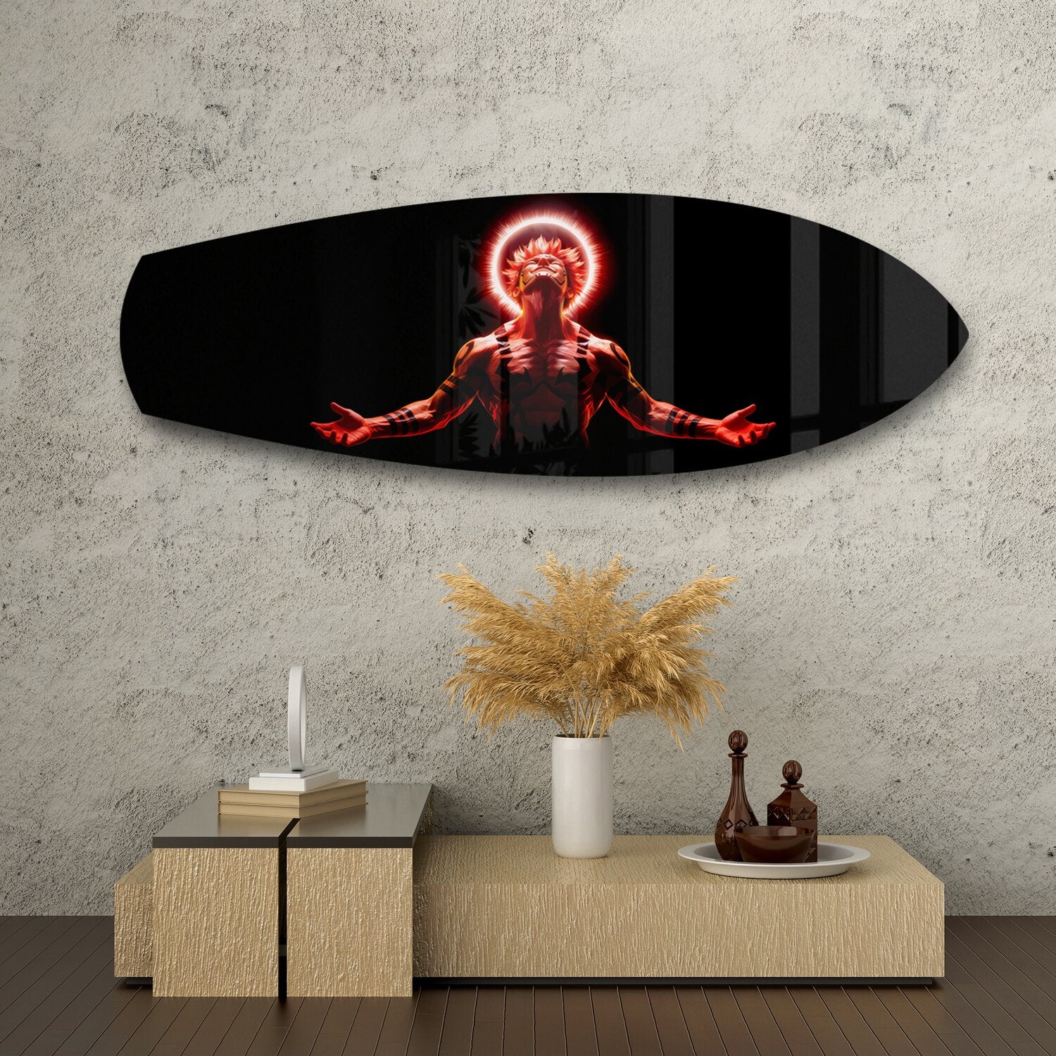Anime Demon King Red Halo Glass Wall Art.