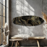 Black and Gold Abstract Waves Glass Wall Art.
