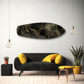 Black and Gold Abstract Waves Glass Wall Art.