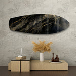 Black and Gold Topographic Lines Glass Wall Art.