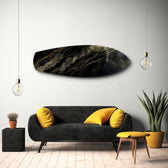 Black and Gold Topographic Lines Glass Wall Art.
