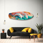 Playful Dolphins Painted Ocean Glass Wall Art.