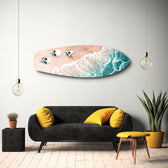 Skulls on Pink Sand Beach Glass Wall Art.