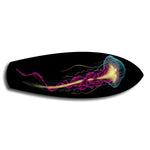 Neon Jellyfish on Black Glass Wall Art.