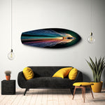 Speedboat Rainbow Light Trails Glass Wall Art.