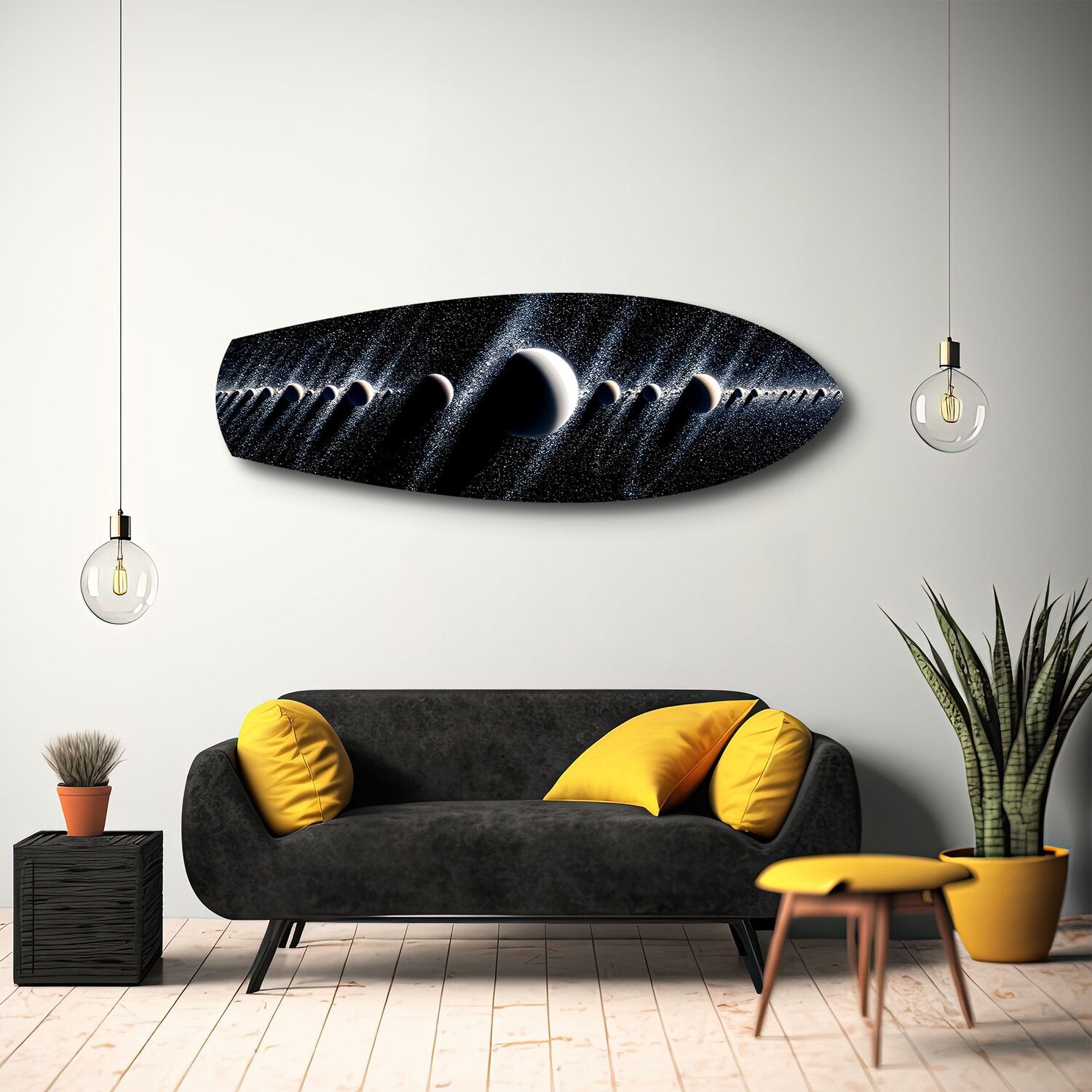 Planetary Alignment Galaxy Glass Wall Art.
