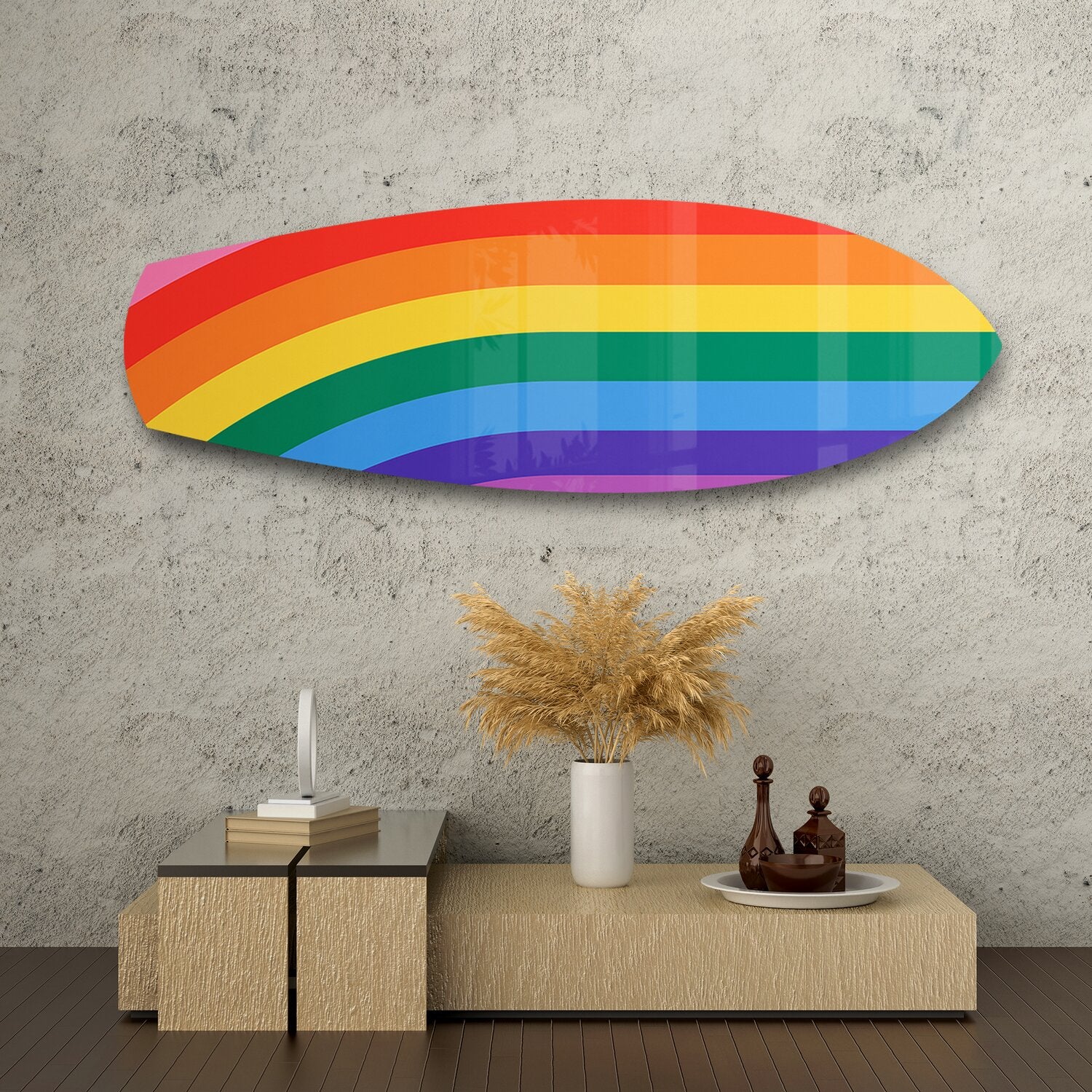 Rainbow Pride Stripes Glass Wall Art.