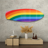 Rainbow Pride Stripes Glass Wall Art.