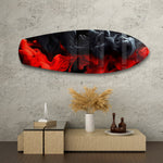 Red and Black Smoke Abstract Glass Wall Art.