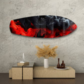 Red and Black Smoke Abstract Glass Wall Art.