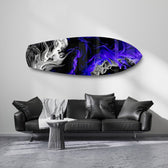 Purple Ink Flow Abstract Glass Wall Art.