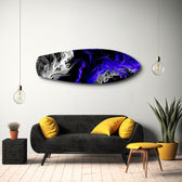 Purple Ink Flow Abstract Glass Wall Art.