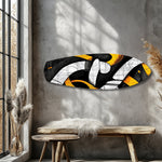 Yellow Black Abstract Graffiti Glass Wall Art.
