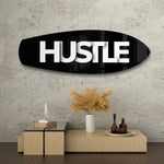 Hustle Typography Motivational Glass Wall Art.