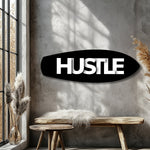 Hustle Typography Motivational Glass Wall Art.