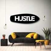 Hustle Typography Motivational Glass Wall Art.