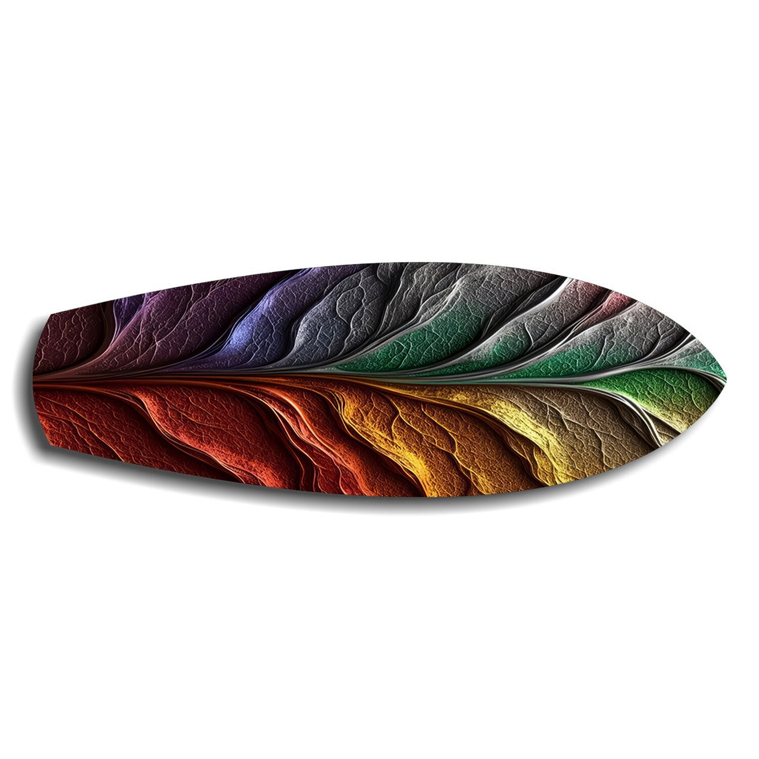 Rainbow Textured Leaf Abstract Glass Wall Art.
