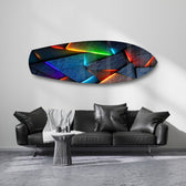 Neon Geometric Stone Abstract Glass Wall Art.