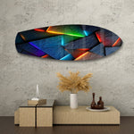 Neon Geometric Stone Abstract Glass Wall Art.