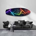 Neon Rainbow Lines Stone Abstract Glass Wall Art.