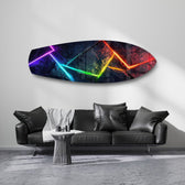 Neon Rainbow Lines Stone Abstract Glass Wall Art.