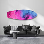 Pink Blue Topographic Wave Abstract Glass Wall Art.