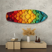 Rainbow Layered Leaves Abstract Glass Wall Art.