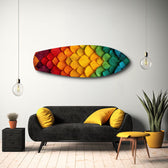 Rainbow Layered Leaves Abstract Glass Wall Art.