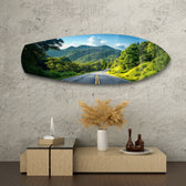 Forest Mountain Road Landscape Glass Wall Art.