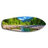 Mountain River Forest Landscape Glass Wall Art.