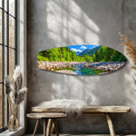 Mountain River Forest Landscape Glass Wall Art.