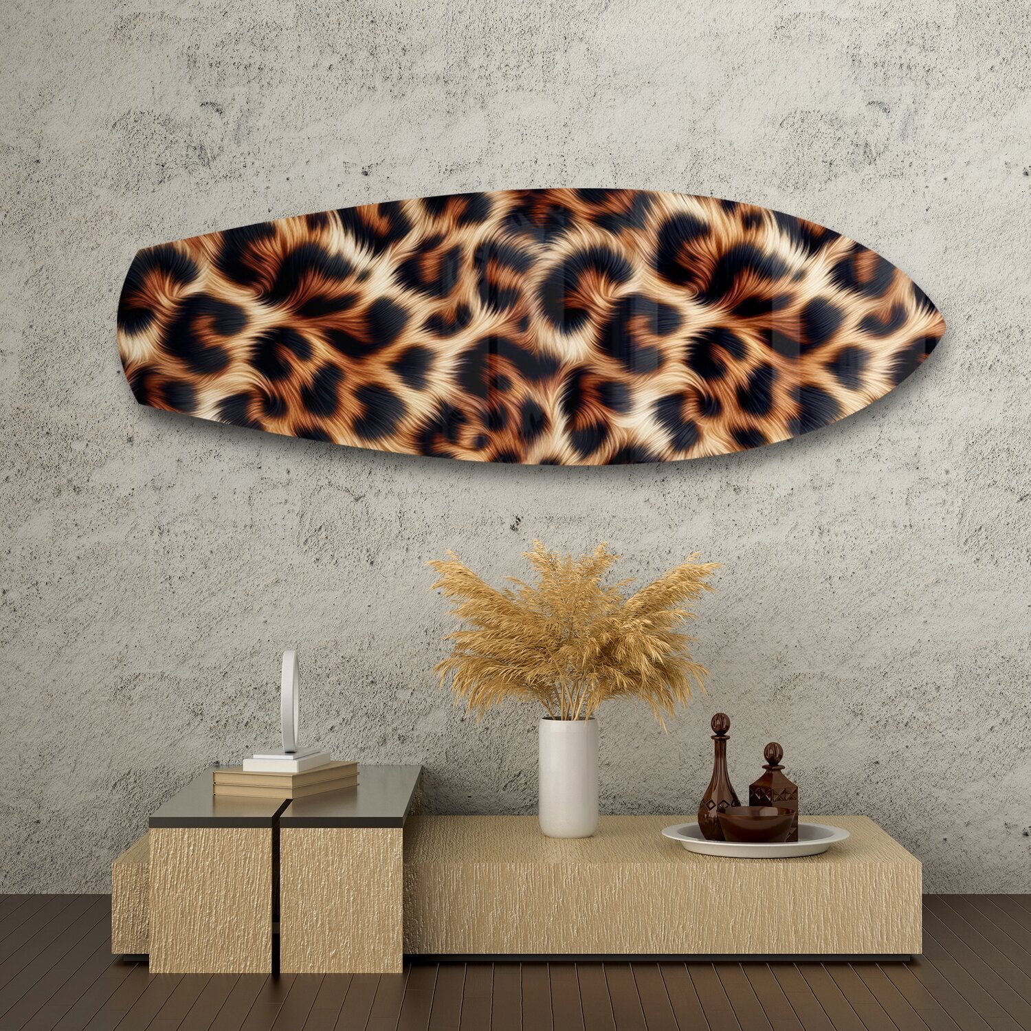 Leopard Print Glass Wall Art.