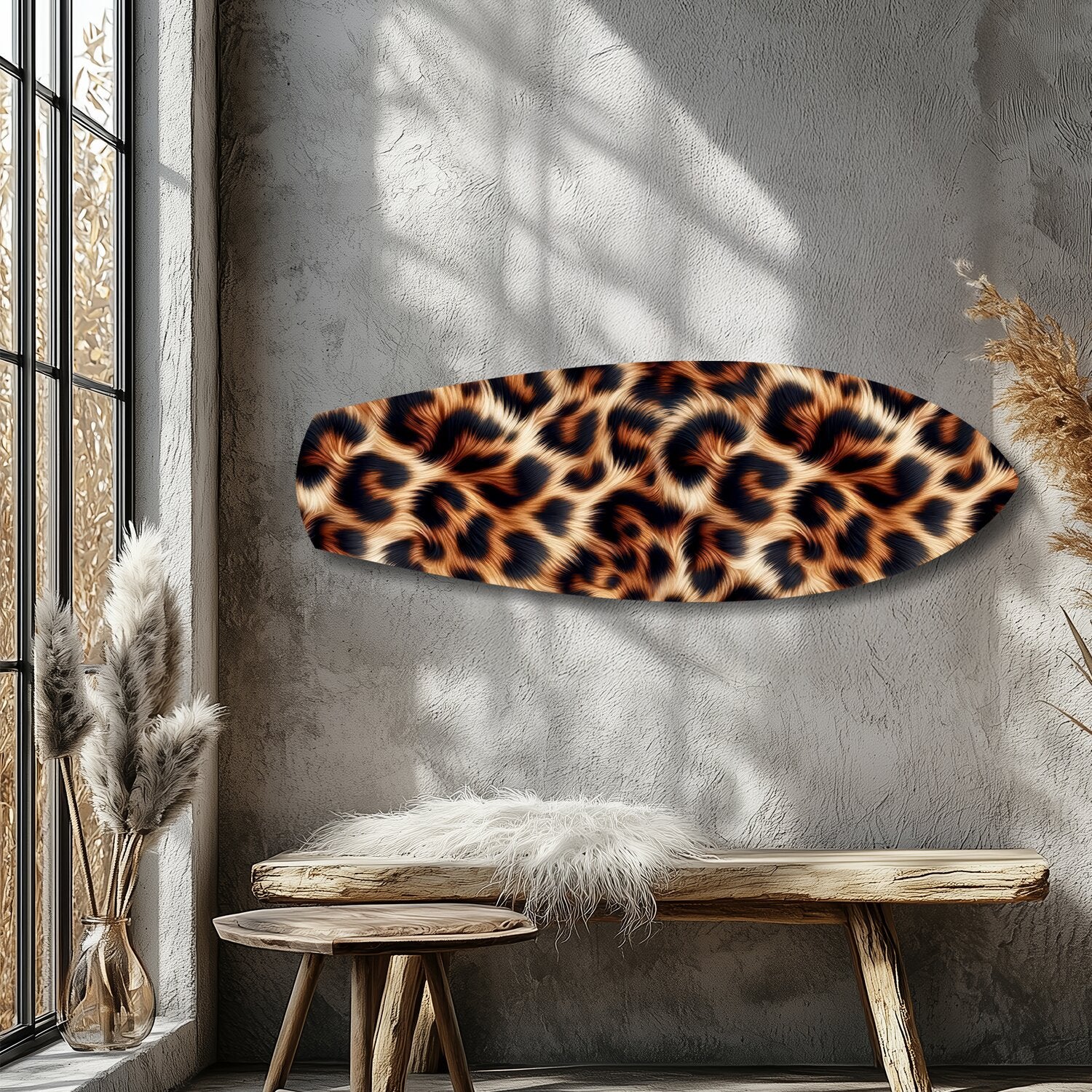 Leopard Print Glass Wall Art.
