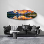 Mountain Lake Sunset Glass Wall Art.