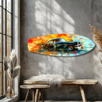 Classic Black Car Watercolor Glass Wall Art.