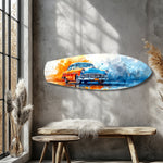 Two-Tone Vintage Car Watercolor Glass Wall Art.