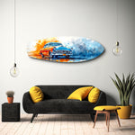 Two-Tone Vintage Car Watercolor Glass Wall Art.