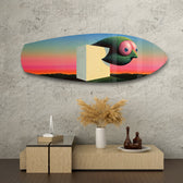 Surreal Bird Cube Sunset Glass Wall Art.