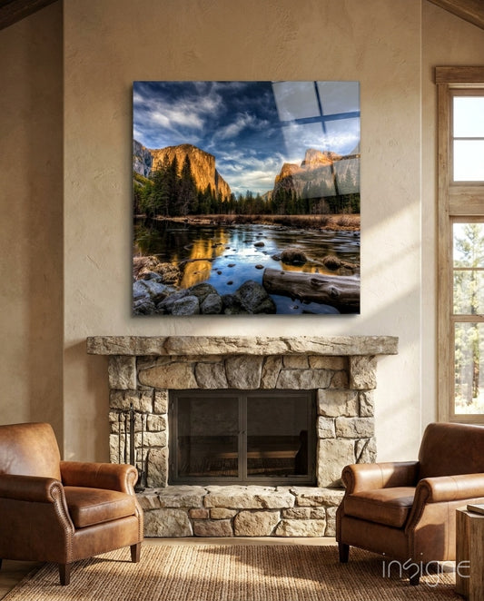 Lakeside Glass Wall Art - Lifestyle preview in a designer interior