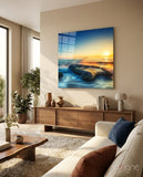 Sunset Glass Wall Art - Lifestyle preview in a designer interior