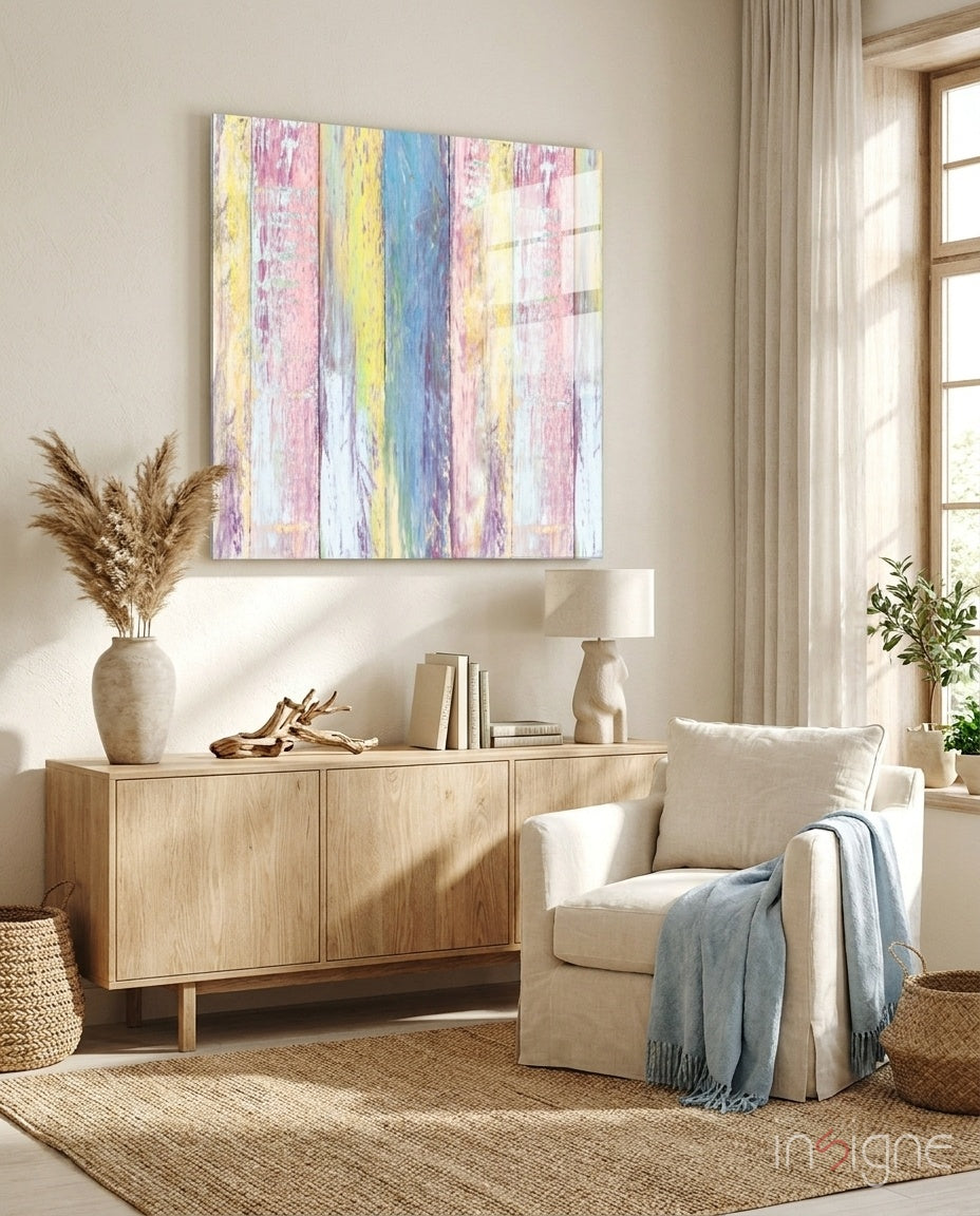 Wooden Patterned Glass Wall Art - Lifestyle preview in a designer interior