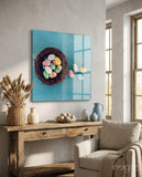 Easter Eggs Glass Wall Art - Lifestyle preview in a designer interior